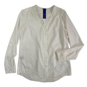 Kit and Ace Going Places Long Sleeve Blouse Women Size Small White Minimalist